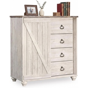 image:imageSignature Design by Ashley Willowton White Bedroom Dresser Sliding Door4 Drawer Chest