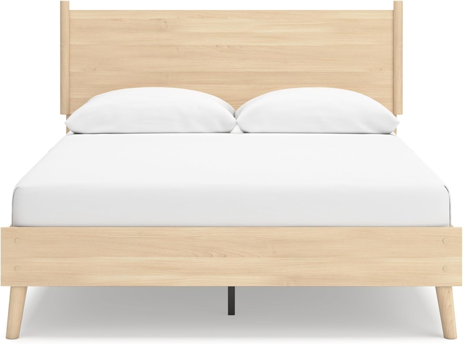 image:imageSignature Design by Ashley Cabinella Vintage Queen Platform Bed with Metal Slats and Center Support Legs Foundation or Box Spring Not Needed Light BrownLight Brown