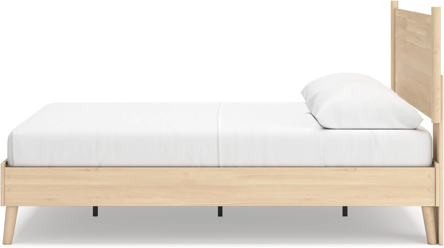 image:imageSignature Design by Ashley Cabinella Vintage Queen Platform Bed with Metal Slats and Center Support Legs Foundation or Box Spring Not Needed Light BrownLight Brown
