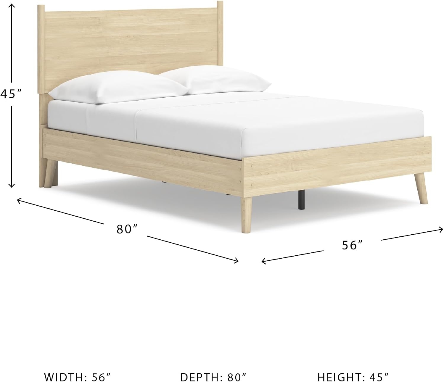 image:imageSignature Design by Ashley Cabinella Vintage Queen Platform Bed with Metal Slats and Center Support Legs Foundation or Box Spring Not Needed Light BrownLight Brown