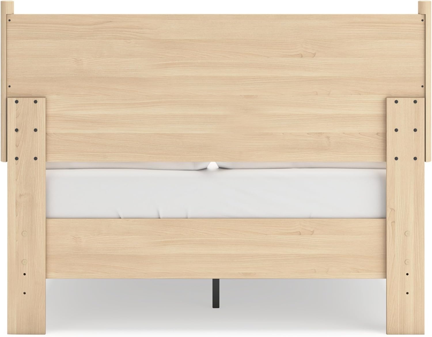 image:imageSignature Design by Ashley Cabinella Vintage Queen Platform Bed with Metal Slats and Center Support Legs Foundation or Box Spring Not Needed Light BrownLight Brown