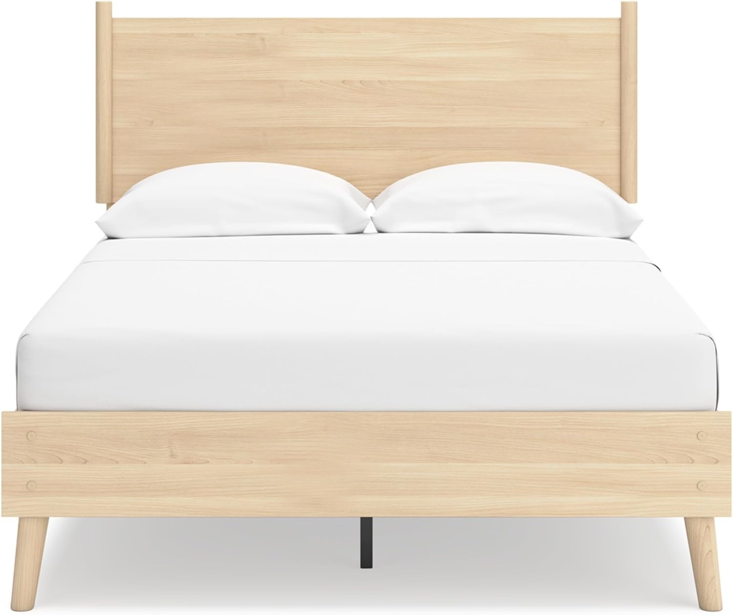 image:imageSignature Design by Ashley Cabinella Vintage Queen Platform Bed with Metal Slats and Center Support Legs Foundation or Box Spring Not Needed Light BrownLight Brown