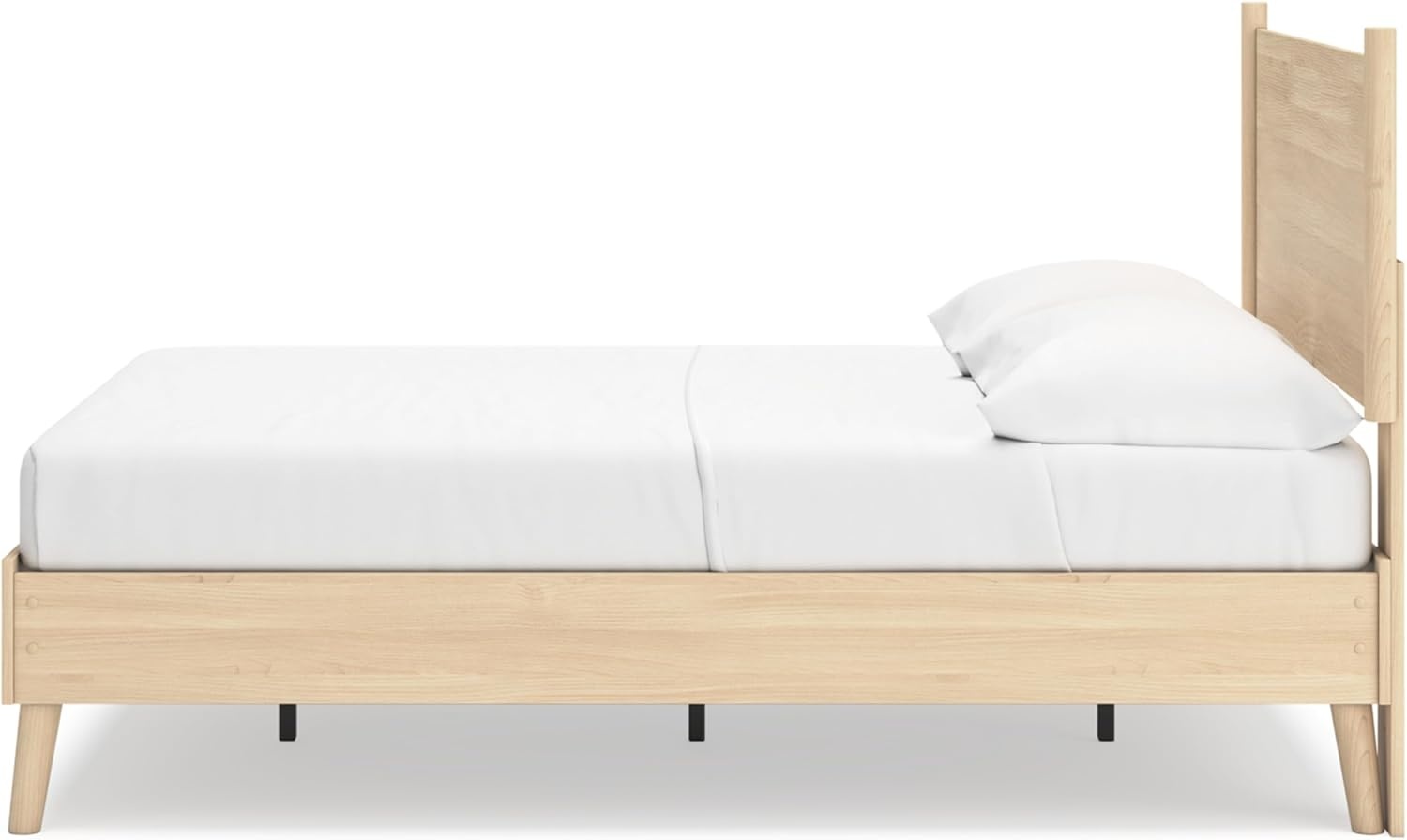 image:imageSignature Design by Ashley Cabinella Vintage Queen Platform Bed with Metal Slats and Center Support Legs Foundation or Box Spring Not Needed Light BrownLight Brown