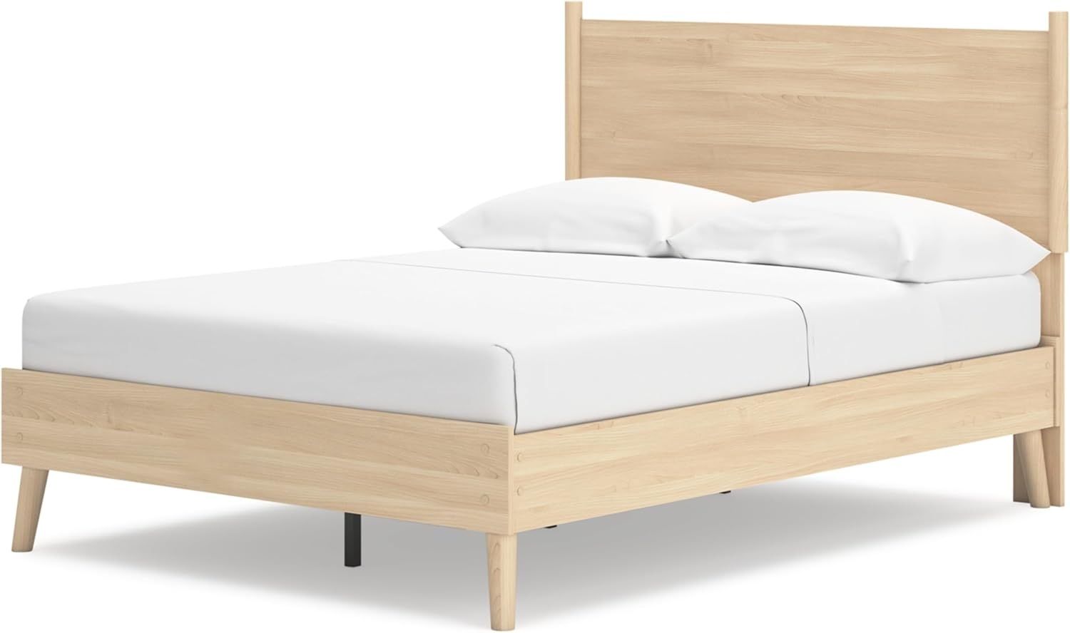 image:imageSignature Design by Ashley Cabinella Vintage Queen Platform Bed with Metal Slats and Center Support Legs Foundation or Box Spring Not Needed Light BrownLight Brown