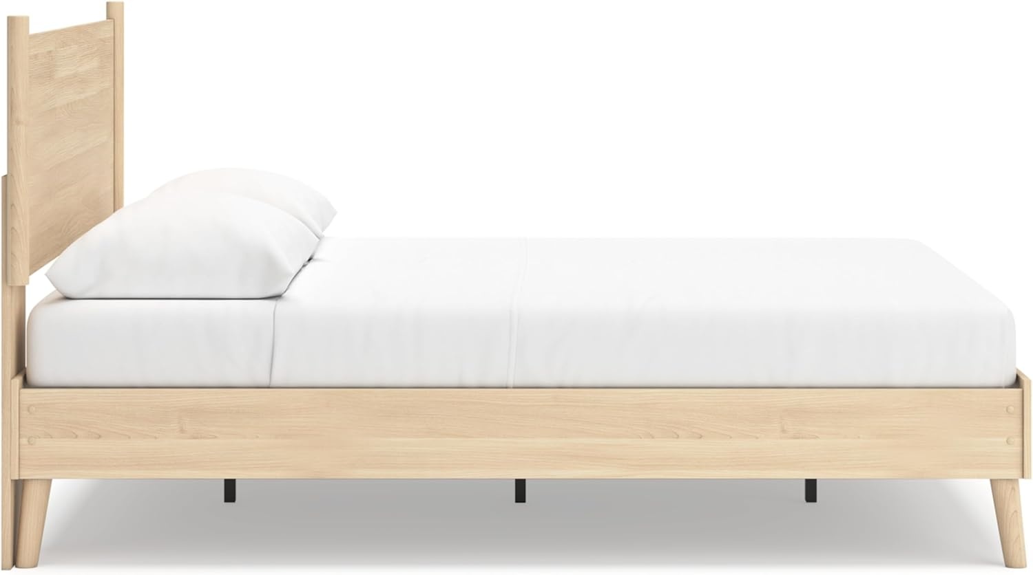 image:imageSignature Design by Ashley Cabinella Vintage Queen Platform Bed with Metal Slats and Center Support Legs Foundation or Box Spring Not Needed Light BrownLight Brown
