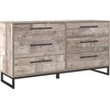 image:imageSignature Design by Ashley 6 Drawer Dresser for Bedroom Light Natural OakWhitewashBlack