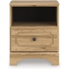 image:imageSignature Design by Ashley Bestmere Transitional 1Drawer Nightstand with USB Ports and Open Cubby Light Brown