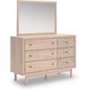 image:imageSignature Design by Ashley Birkmore 6 Drawer Dresser 10Minute Easy Assembly Engineered Wood Whimsical Botanical Accent Drawers for Bedroom Light Oak FinishTan