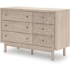 image:imageSignature Design by Ashley Birkmore 6 Drawer Dresser 10Minute Easy Assembly Engineered Wood Whimsical Botanical Accent Drawers for Bedroom Light Oak FinishTan