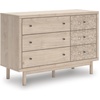 image:imageSignature Design by Ashley Birkmore 6 Drawer Dresser 10Minute Easy Assembly Engineered Wood Whimsical Botanical Accent Drawers for Bedroom Light Oak FinishTan