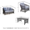 image:imageSignature Design by Ashley Bodega Island Contemporary Weather Resistant Outdoor LoveseatChairsTable Set with 2 Accent Pillows Set of 4 Light Gray