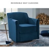 image:imageSignature Design by Ashley Bradney Swivel Chair with Linen Upholstery Contemporary ShelterArm Lounge Seating with Reversible Cushion for Living Room or Bedroom Light NeutralDark Blue