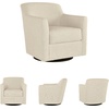 image:imageSignature Design by Ashley Bradney Swivel Chair with Linen Upholstery Contemporary ShelterArm Lounge Seating with Reversible Cushion for Living Room or Bedroom Light NeutralBeige