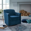 image:imageSignature Design by Ashley Bradney Swivel Chair with Linen Upholstery Contemporary ShelterArm Lounge Seating with Reversible Cushion for Living Room or Bedroom Light NeutralDark Blue