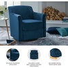 image:imageSignature Design by Ashley Bradney Swivel Chair with Linen Upholstery Contemporary ShelterArm Lounge Seating with Reversible Cushion for Living Room or Bedroom Light NeutralDark Blue