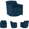 image:imageSignature Design by Ashley Bradney Swivel Chair with Linen Upholstery Contemporary ShelterArm Lounge Seating with Reversible Cushion for Living Room or Bedroom Light NeutralDark Blue