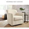 image:imageSignature Design by Ashley Bradney Swivel Chair with Linen Upholstery Contemporary ShelterArm Lounge Seating with Reversible Cushion for Living Room or Bedroom Light NeutralBeige
