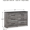 image:imageSignature Design by Ashley Bronyan Contemporary 6 Drawer Dresser GrayDark Gray