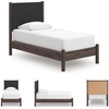 image:imageSignature Design by Ashley Brown Wood Full Panel Bed Reeded HeadboardDark Brown