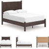 image:imageSignature Design by Ashley Brown Wood Full Panel Bed Reeded HeadboardDark Brown