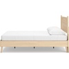 image:imageSignature Design by Ashley Cabinella Vintage Queen Platform Bed with Metal Slats and Center Support Legs Foundation or Box Spring Not Needed Light BrownLight Brown