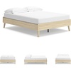 image:imageSignature Design by Ashley Cabinella Vintage Queen Platform Bed with Metal Slats and Center Support Legs Foundation or Box Spring Not Needed Light BrownLight Brown