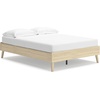 image:imageSignature Design by Ashley Cabinella Vintage Queen Platform Bed with Metal Slats and Center Support Legs Foundation or Box Spring Not Needed Light BrownLight Brown