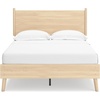 image:imageSignature Design by Ashley Cabinella Vintage Queen Platform Bed with Metal Slats and Center Support Legs Foundation or Box Spring Not Needed Light BrownLight Brown