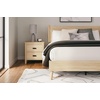 image:imageSignature Design by Ashley Cabinella Vintage Queen Platform Bed with Metal Slats and Center Support Legs Foundation or Box Spring Not Needed Light BrownLight Brown