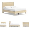image:imageSignature Design by Ashley Cabinella Vintage Queen Platform Bed with Metal Slats and Center Support Legs Foundation or Box Spring Not Needed Light BrownLight Brown