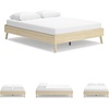 image:imageSignature Design by Ashley Cabinella Vintage Queen Platform Bed with Metal Slats and Center Support Legs Foundation or Box Spring Not Needed Light BrownLight Brown