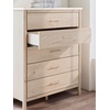 image:imageSignature Design by Ashley Cadmori Bohemian 5Drawer Chest of Drawers with Replicated White Marble Top Meets ASTM International Safety Standards Light BrownWhite  Beige