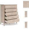 image:imageSignature Design by Ashley Cadmori Bohemian 5Drawer Chest of Drawers with Replicated White Marble Top Meets ASTM International Safety Standards Light BrownWhite  Beige