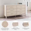image:imageSignature Design by Ashley Cadmori Casual Bohemian Dresser with Post Legs and 6 Drawers Replicated Marble Top Wood 35 High White and Light Brown FinishWhite  Beige