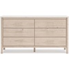 image:imageSignature Design by Ashley Cadmori Casual Bohemian Dresser with Post Legs and 6 Drawers Replicated Marble Top Wood 35 High White and Light Brown FinishWhite  Beige