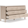 image:imageSignature Design by Ashley Cadmori Casual Bohemian Dresser with Post Legs and 6 Drawers Replicated Marble Top Wood 35 High White and Light Brown FinishWhite  Beige