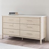 image:imageSignature Design by Ashley Cadmori Casual Bohemian Dresser with Post Legs and 6 Drawers Replicated Marble Top Wood 35 High White and Light Brown FinishWhite  Beige