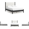 image:imageSignature Design by Ashley Cadmori King Upholstered Panel Bed TwoToneBlackWhite