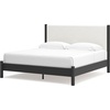 image:imageSignature Design by Ashley Cadmori King Upholstered Panel Bed TwoToneBlackWhite