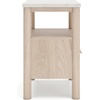 image:imageSignature Design by Ashley Cadmori Nightstand with Wireless Charging Replicated Marble Top and Engineered Wood Accent Bedside Table for Bedroom White and Beige 25 WWhite  Beige