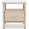 image:imageSignature Design by Ashley Cadmori Nightstand with Wireless Charging Replicated Marble Top and Engineered Wood Accent Bedside Table for Bedroom White and Beige 25 WWhite  Beige