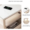 image:imageSignature Design by Ashley Cadmori Nightstand with Wireless Charging Replicated Marble Top and Engineered Wood Accent Bedside Table for Bedroom White and Beige 25 WWhite  Beige