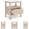 image:imageSignature Design by Ashley Cadmori Nightstand with Wireless Charging Replicated Marble Top and Engineered Wood Accent Bedside Table for Bedroom White and Beige 25 WWhite  Beige