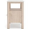 image:imageSignature Design by Ashley Cadmori Nightstand with Wireless Charging Replicated Marble Top and Engineered Wood Accent Bedside Table for Bedroom White and Beige 25 WWhite  Beige