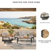 image:imageSignature Design by Ashley Carlsbad Beach Casual Weather and UV Resistant Outdoor SofaChairsTable with 2 Accent Pillows Set of 4 Gray amp Light Brown