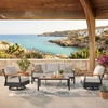 image:imageSignature Design by Ashley Carlsbad Beach Casual Weather and UV Resistant Outdoor SofaChairsTable with 2 Accent Pillows Set of 4 Gray amp Light Brown