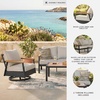 image:imageSignature Design by Ashley Carlsbad Beach Casual Weather and UV Resistant Outdoor SofaChairsTable with 2 Accent Pillows Set of 4 Gray amp Light Brown