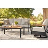 image:imageSignature Design by Ashley Carlsbad Beach Casual Weather and UV Resistant Outdoor SofaChairsTable with 2 Accent Pillows Set of 4 Gray amp Light Brown