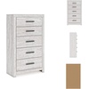 image:imageSignature Design by Ashley Cayboni Vintage 5 Drawer Wide Chest with Safety Stop for Bedroom WhiteWhite Plank