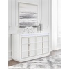 image:imageSignature Design by Ashley Chalanna Contemporary Dresser with 6 Drawers Builtin LED Lighting Rhinestone Details Wood White 64 W x 20 D x 3875 H